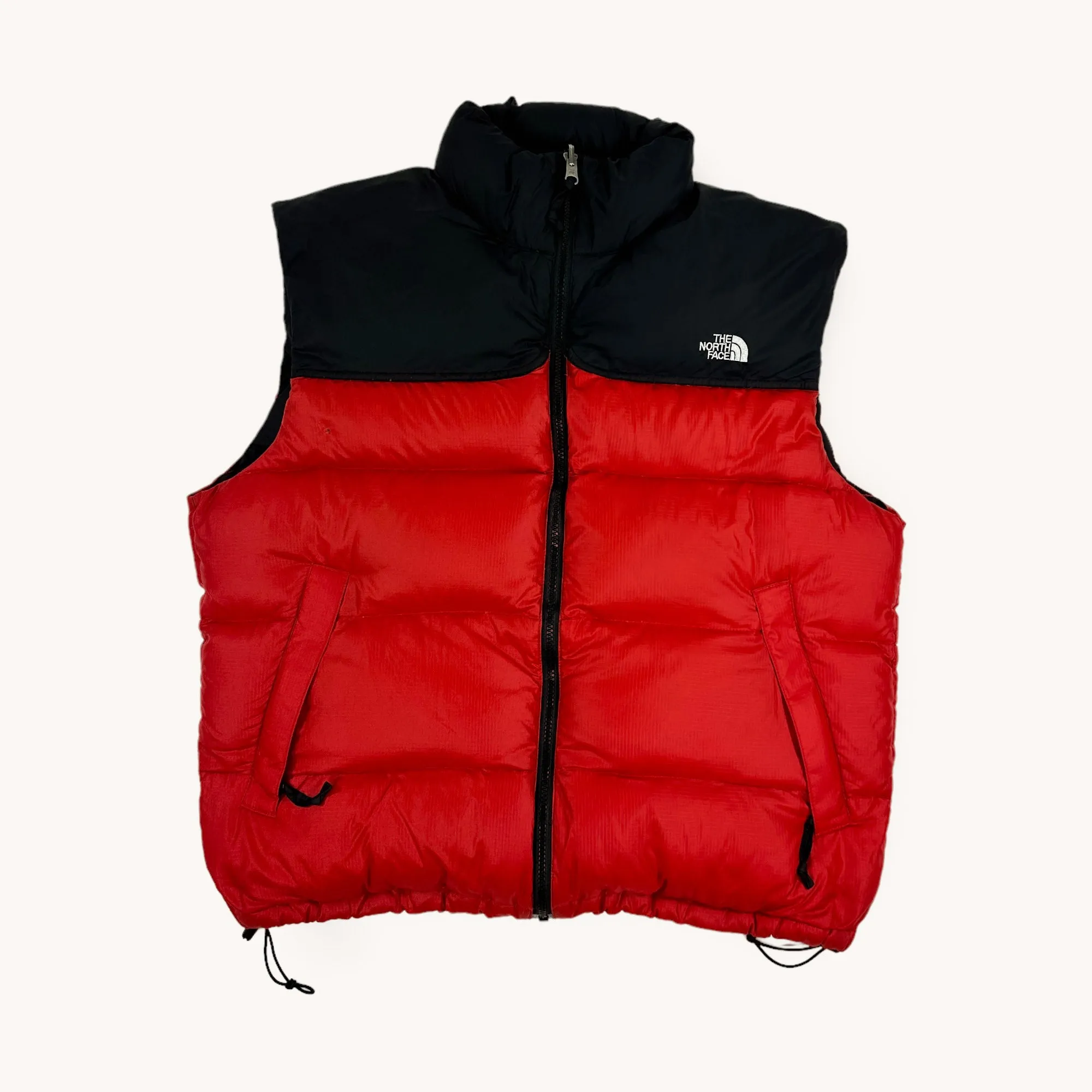 Red Black 90s The North Face Nuptse 700 Puffer Jacket Coat Gilet (L)