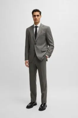 Regular-fit suit in micro-patterned stretch fabric