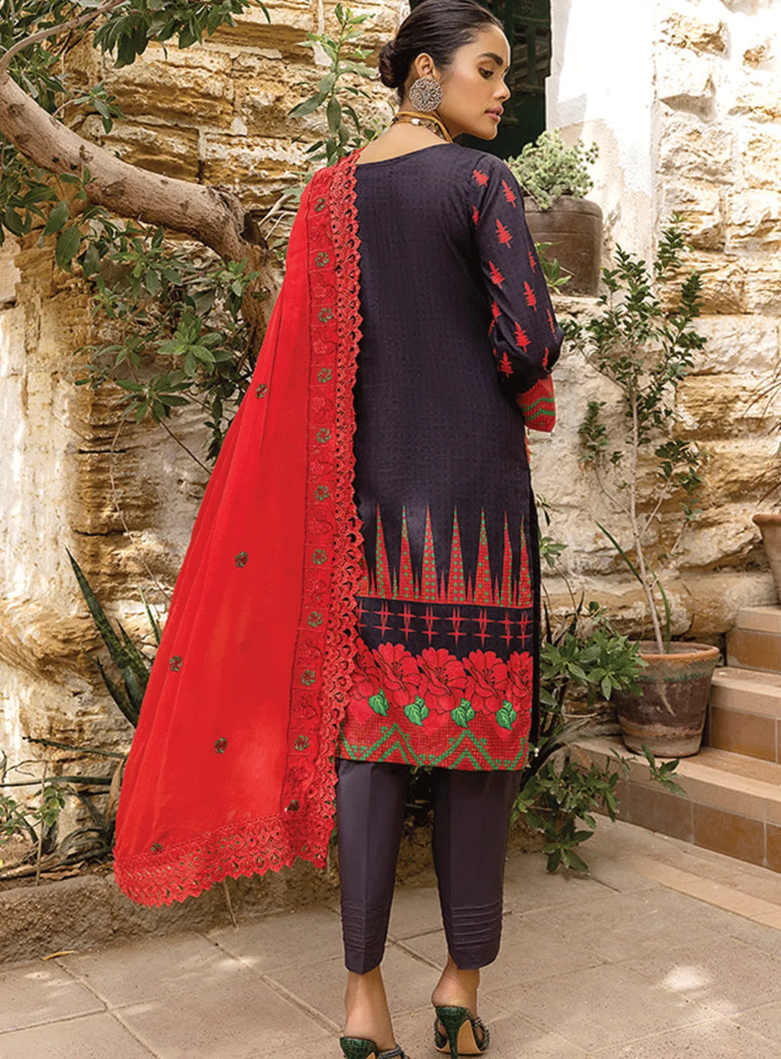 Rung By Al Zohaib Embroidered Lawn Unstitched 3 Piece Suit - AZ23EE 08