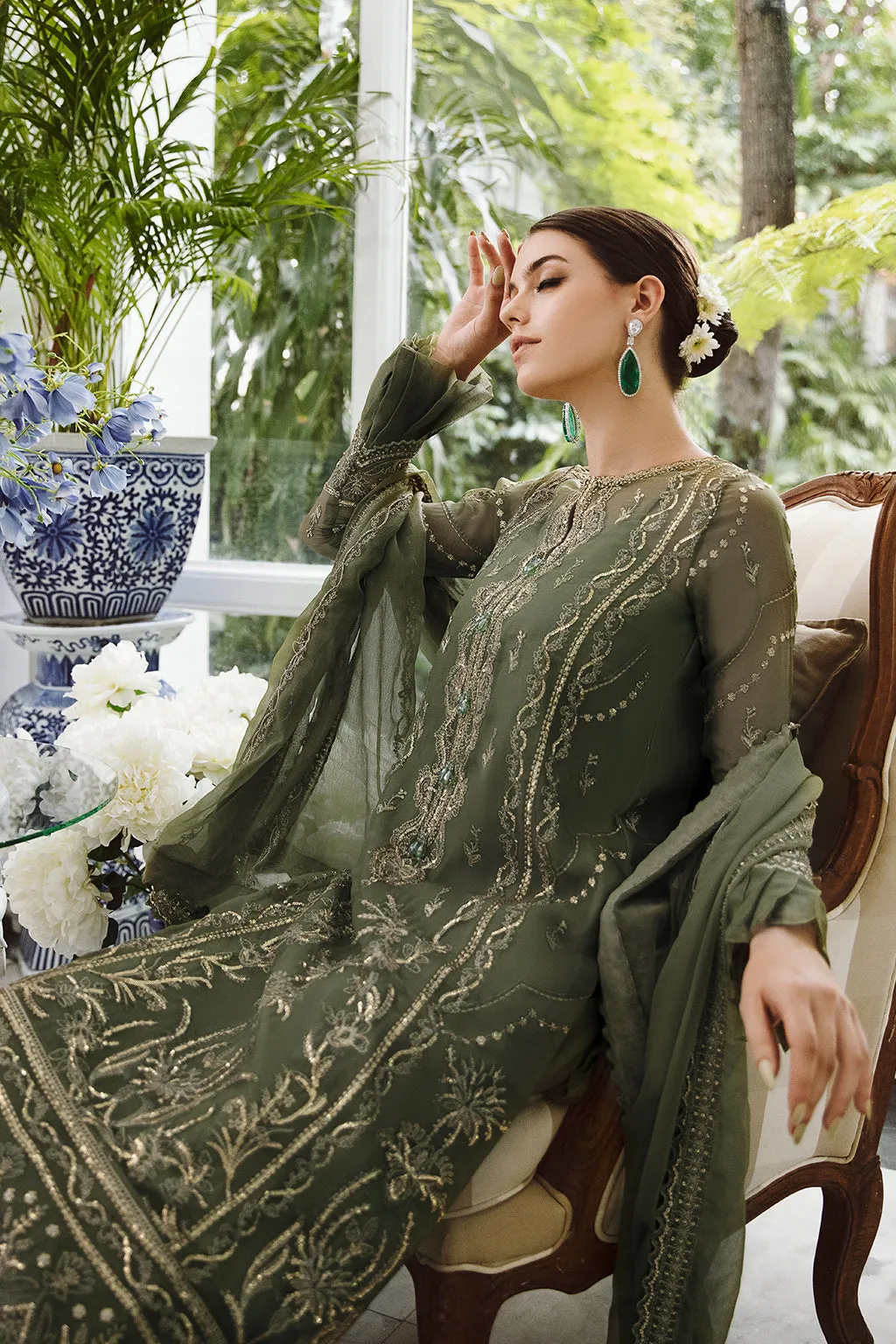 Saad Shaikh Ella Unstitched Embroidered Luxury Chiffon 3Pc Suit DSG-08