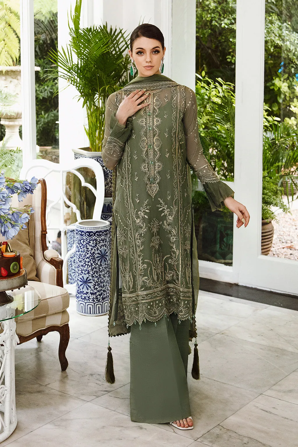 Saad Shaikh Ella Unstitched Embroidered Luxury Chiffon 3Pc Suit DSG-08