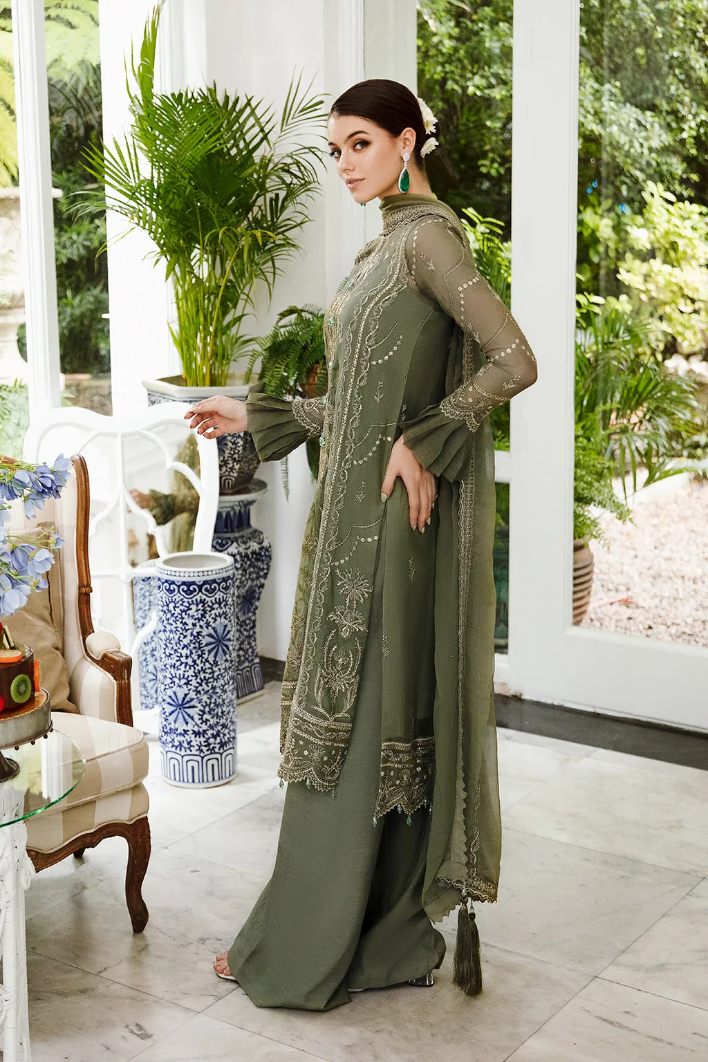 Saad Shaikh Ella Unstitched Embroidered Luxury Chiffon 3Pc Suit DSG-08