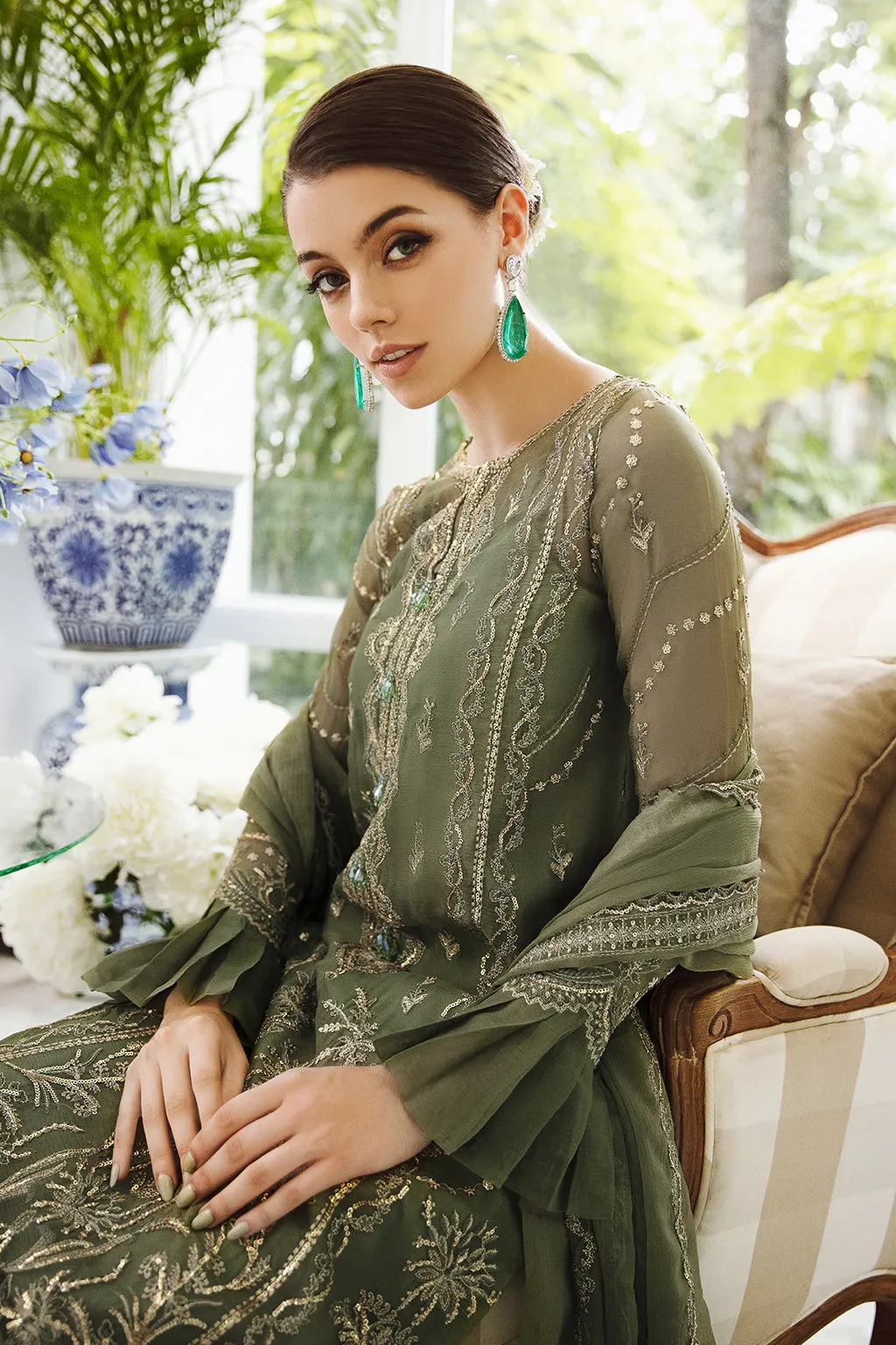 Saad Shaikh Ella Unstitched Embroidered Luxury Chiffon 3Pc Suit DSG-08