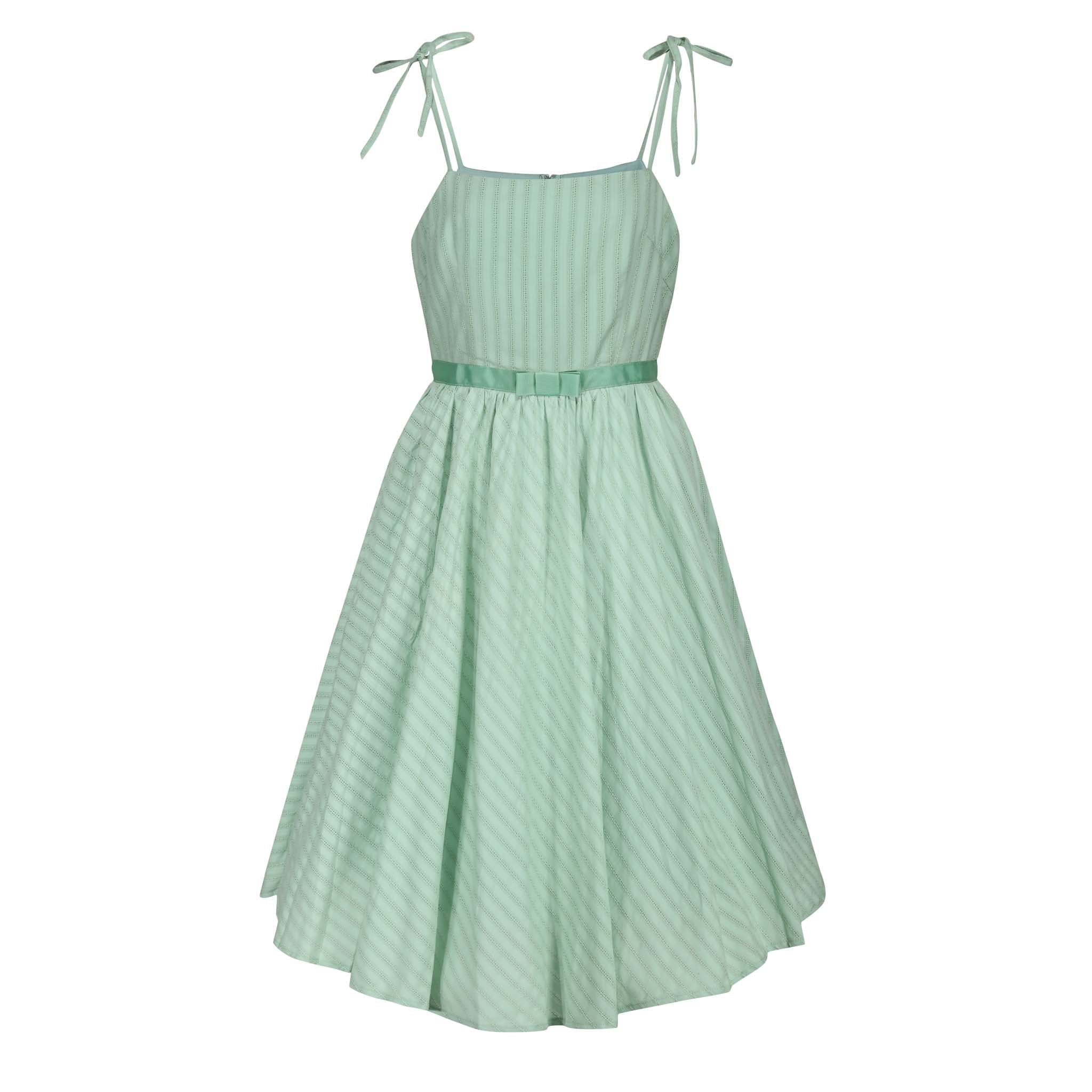 Sage Green Shoulder Strap Summer Swing Dress