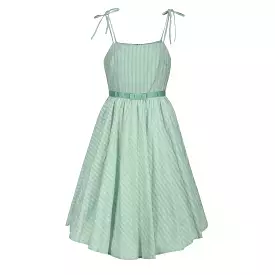 Sage Green Shoulder Strap Summer Swing Dress