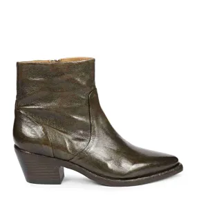 Saint Emelia Olive Leather Washed Ankle Boot