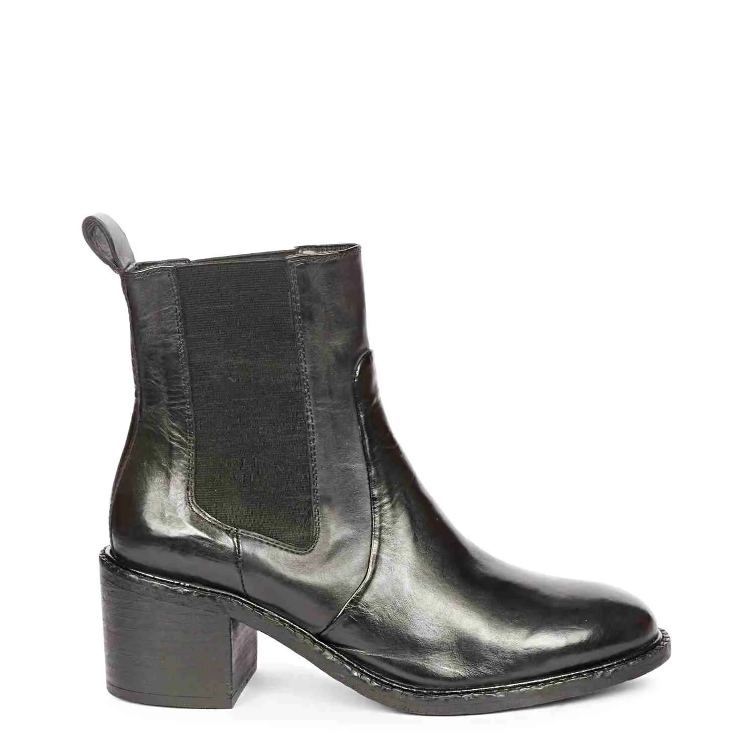 Saint Niamh Black Leather Washed Ankle Boot