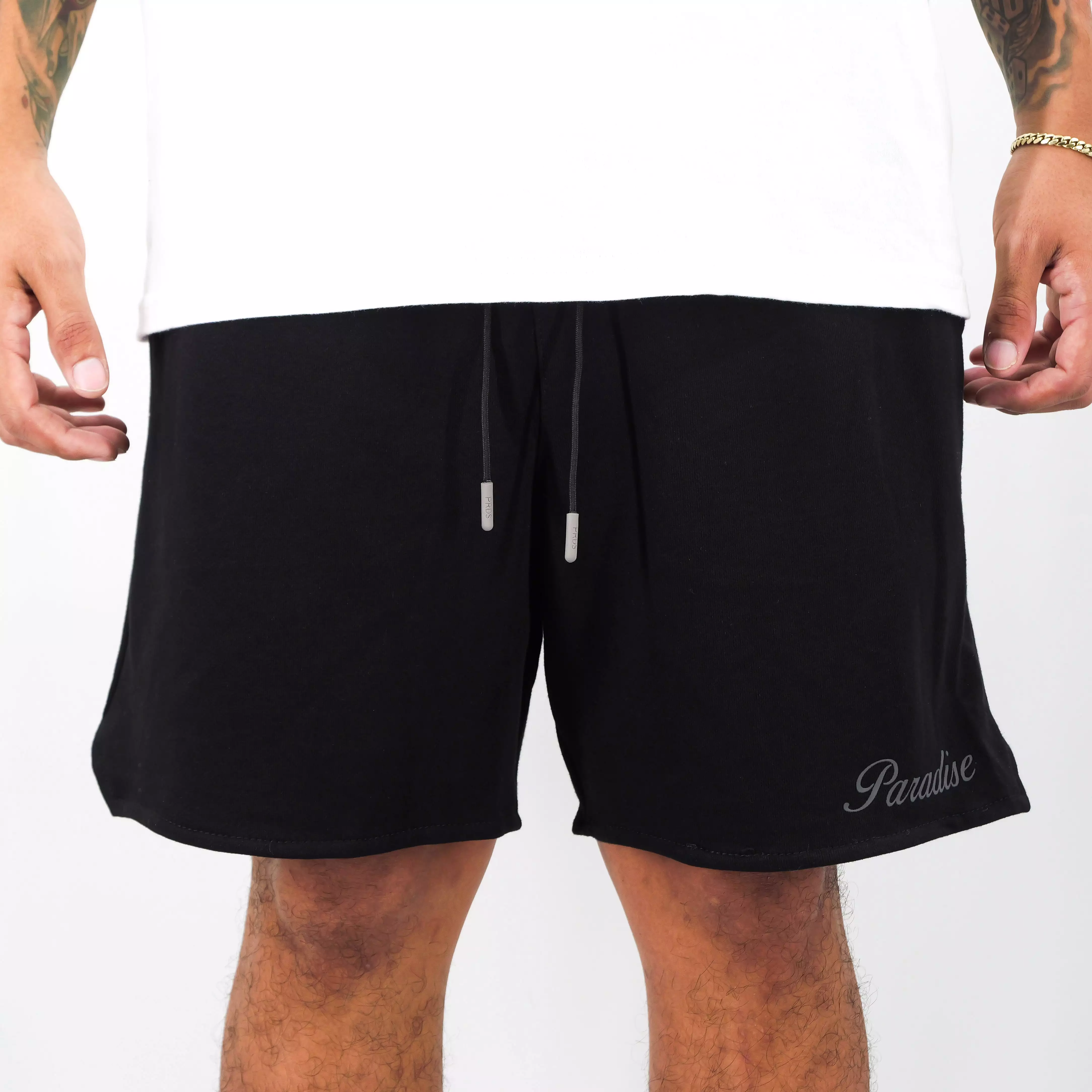 SCRIPT FRENCH TERRY SHORTS BLACK