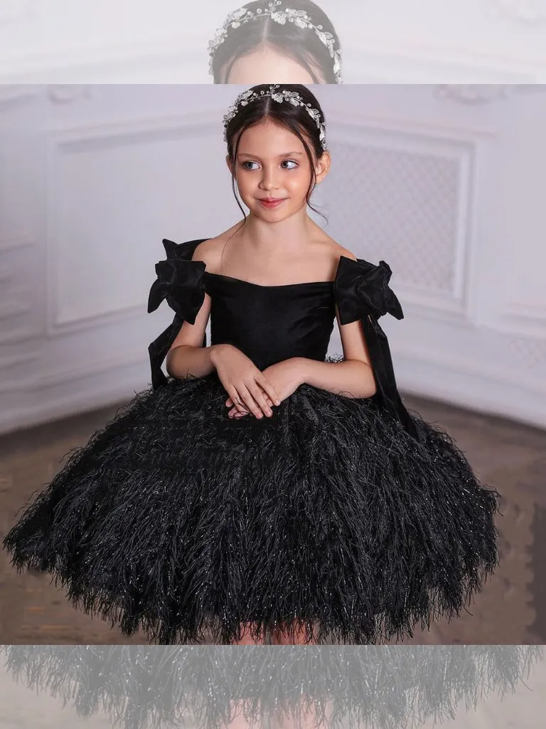 Set The Tone Black Faux Feather Mini Special Occasion Dress