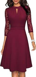 Short 3/4 Sleeve Dress Size L Style A234 Burgandy