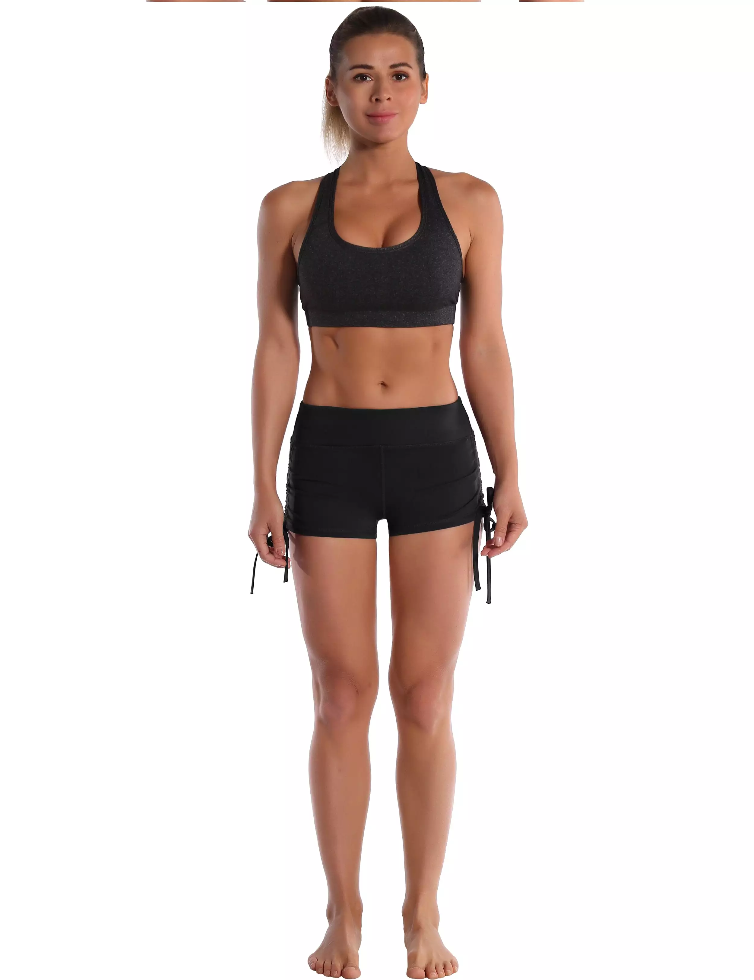 Side Drawstring Hot Shorts black ins_yogastudio