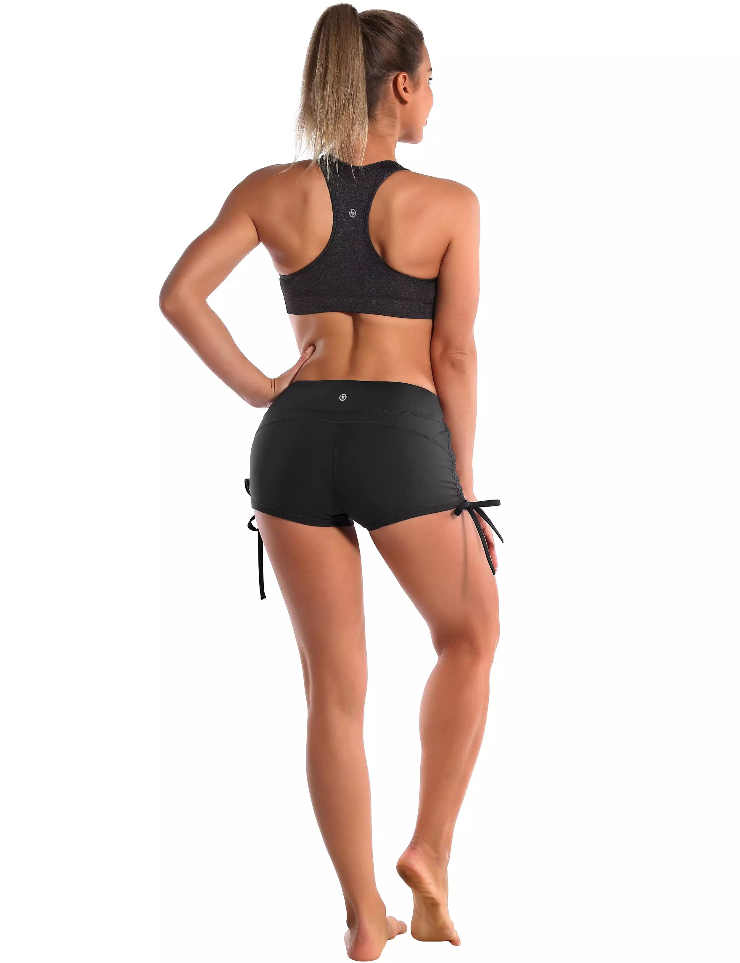 Side Drawstring Hot Shorts black ins_yogastudio