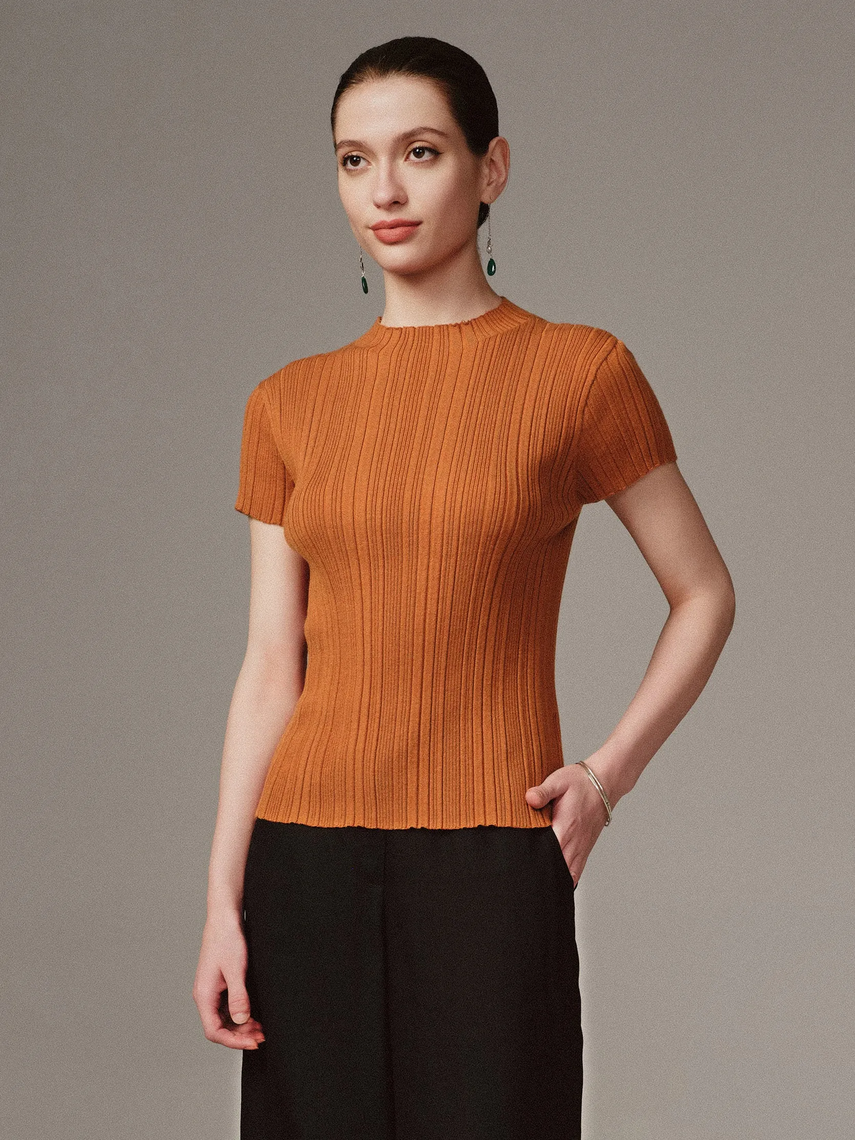 Silk Cashmere Short Sleeve Sweater