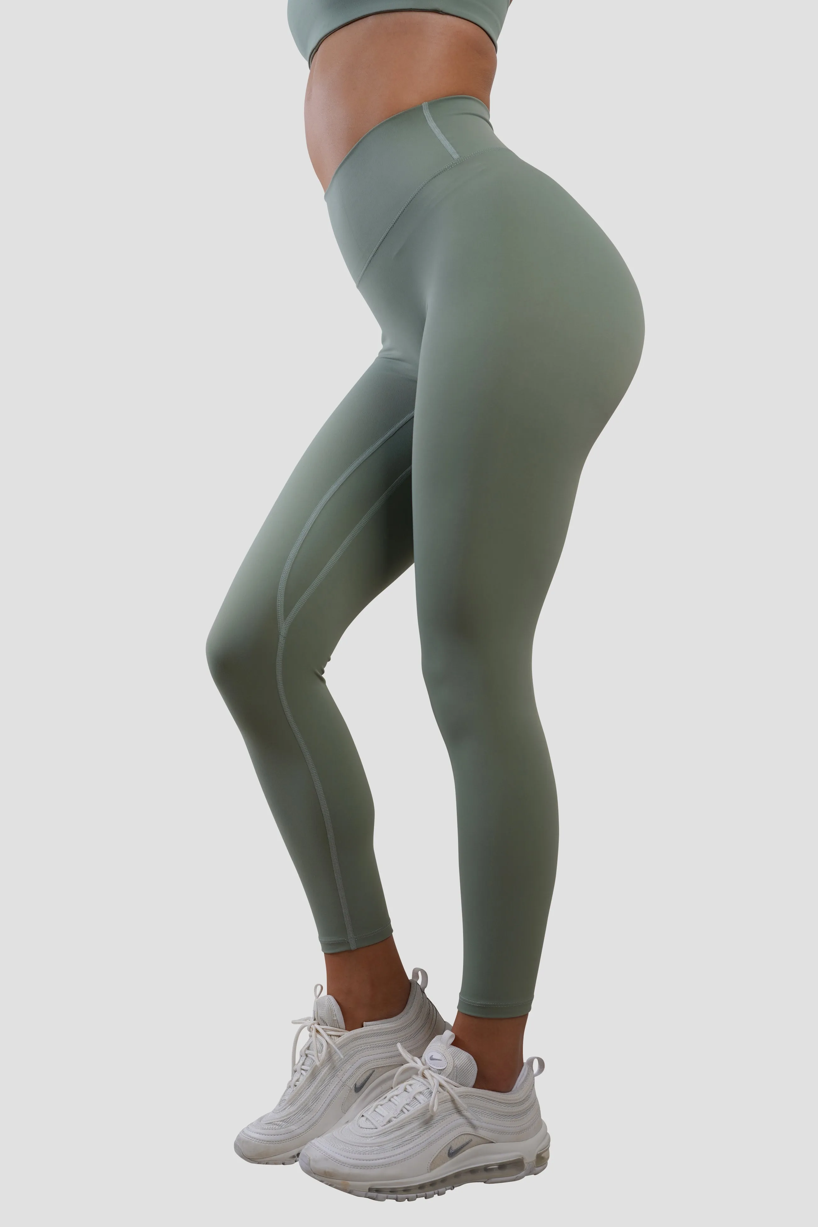 SLEEK SCRUNCH LEGGINGS - KHAKI GREEN