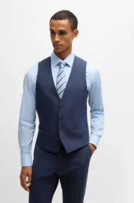 Slim-fit three-piece suit in checked stretch cloth