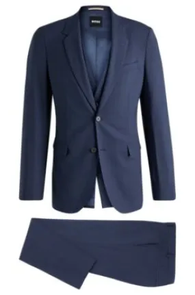 Slim-fit three-piece suit in checked stretch cloth