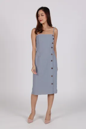 Spag Button Up Dress in Blue