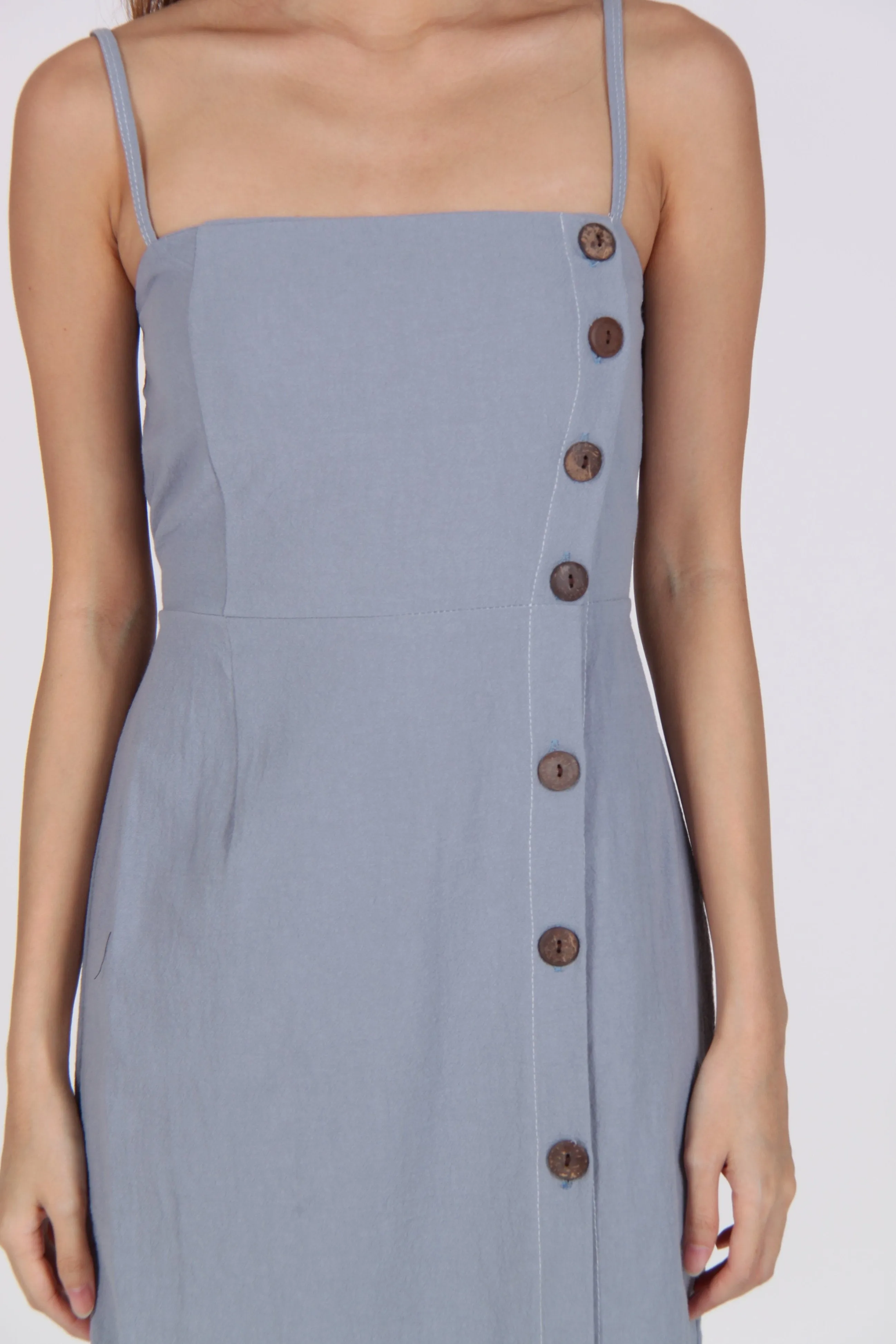 Spag Button Up Dress in Blue