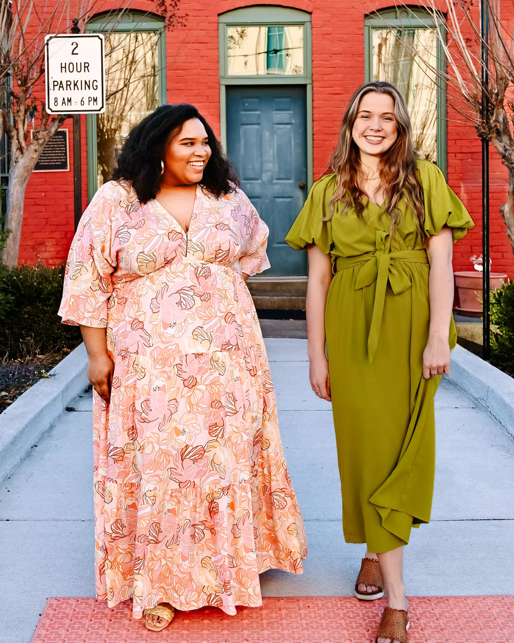 Stay Peachy Floral Midi Dress PLUS