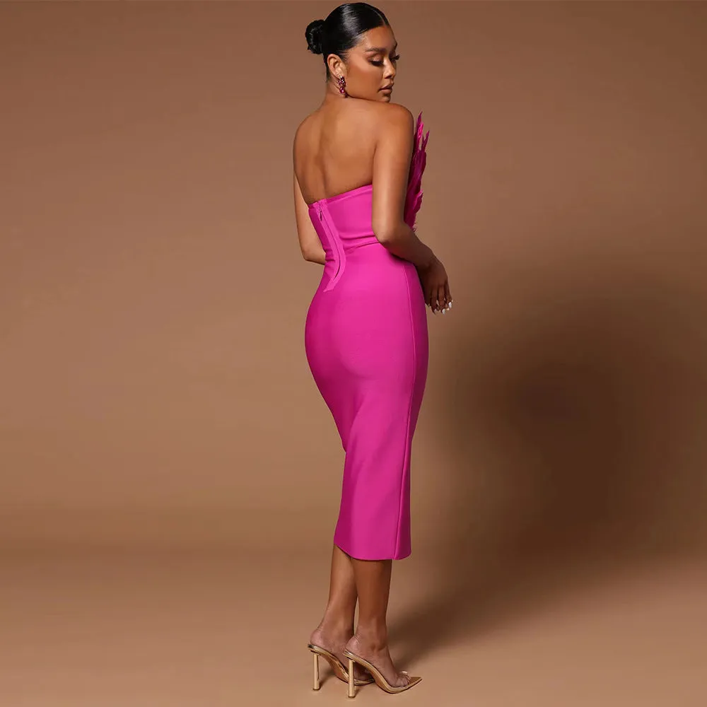 Strapless Feather Bandage Dress