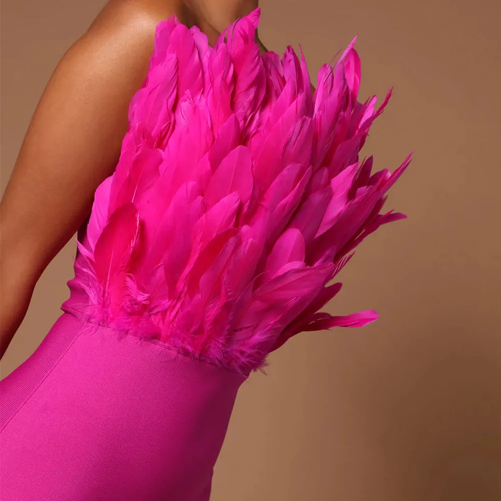 Strapless Feather Bandage Dress