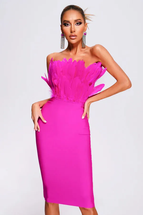 Strapless Feather Bandage Dress