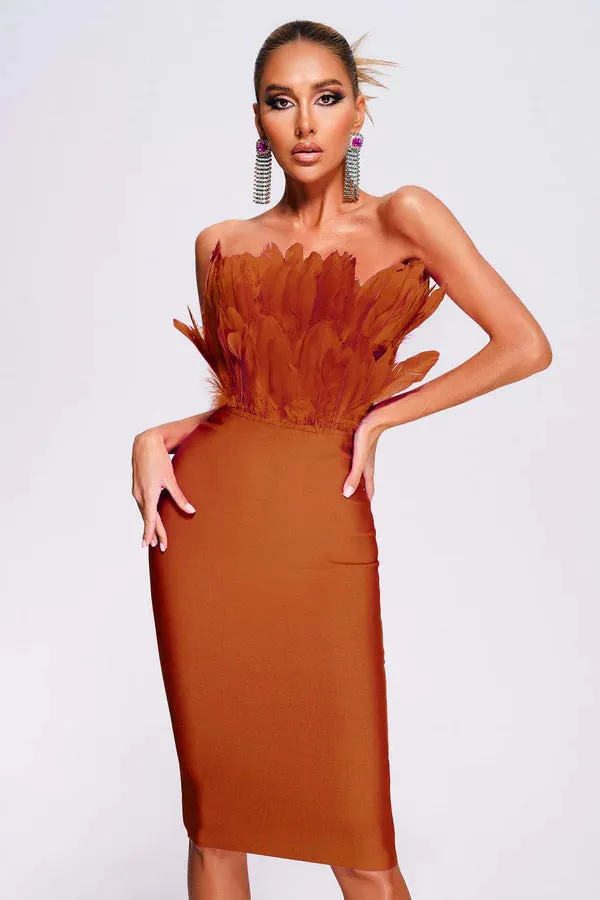 Strapless Feather Bandage Dress