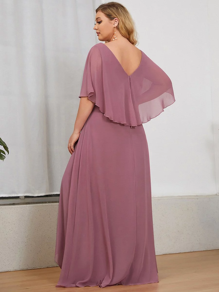 V Neck Long Chiffon Dress Plus Size 24 Style 54900