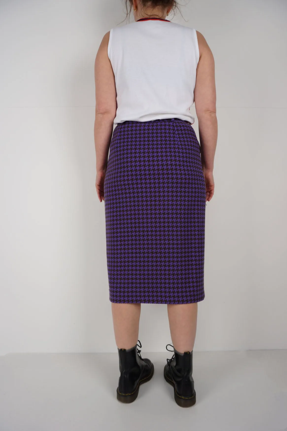 Valentino Hounds Tooth Midi Skirt