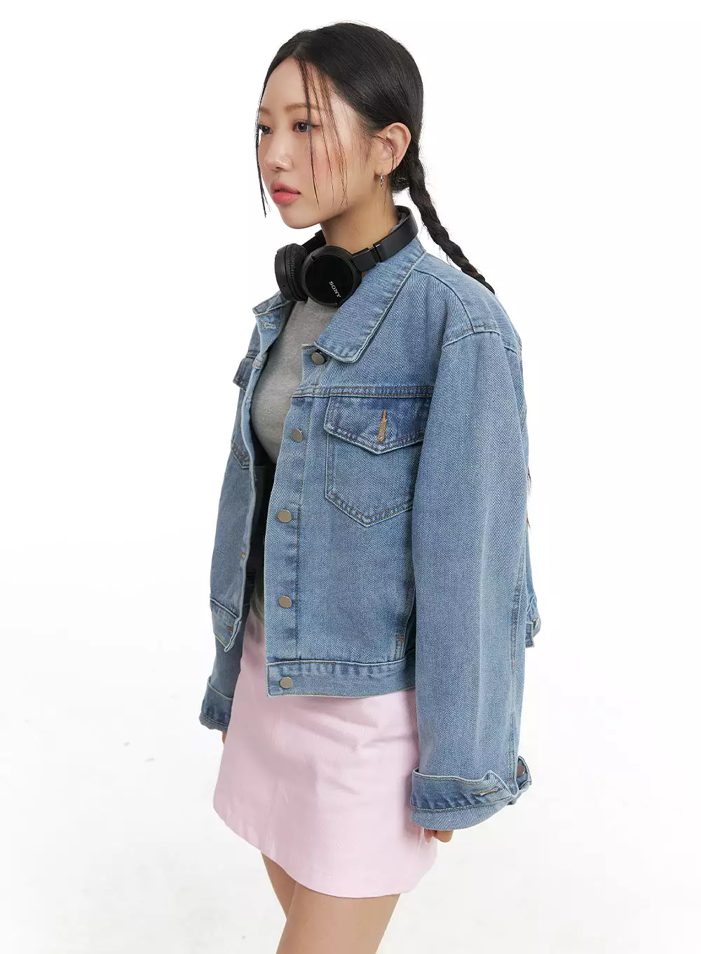 Washed Buttoned Denim Jacket OA402