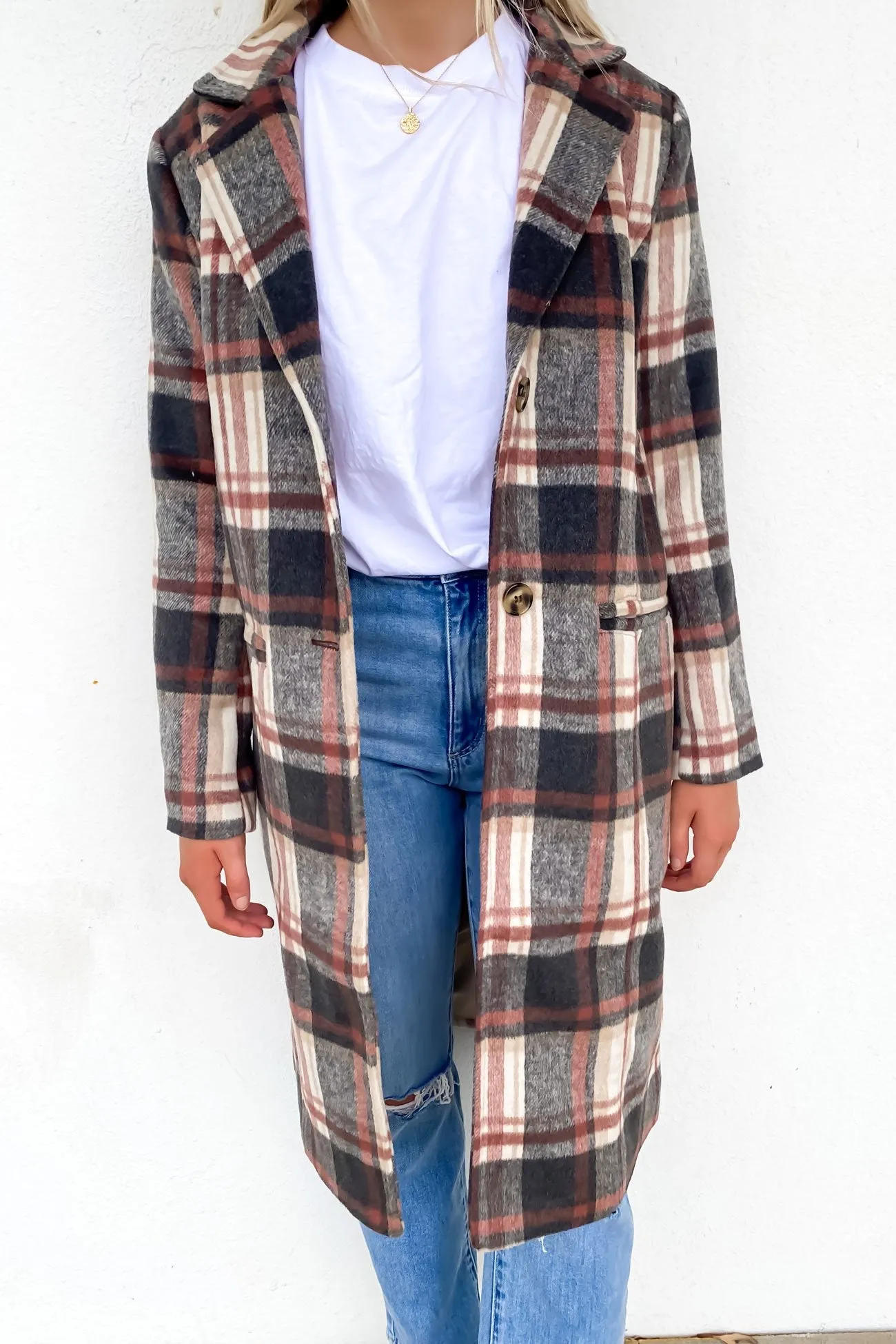 Westward Coat Rust Tan Check