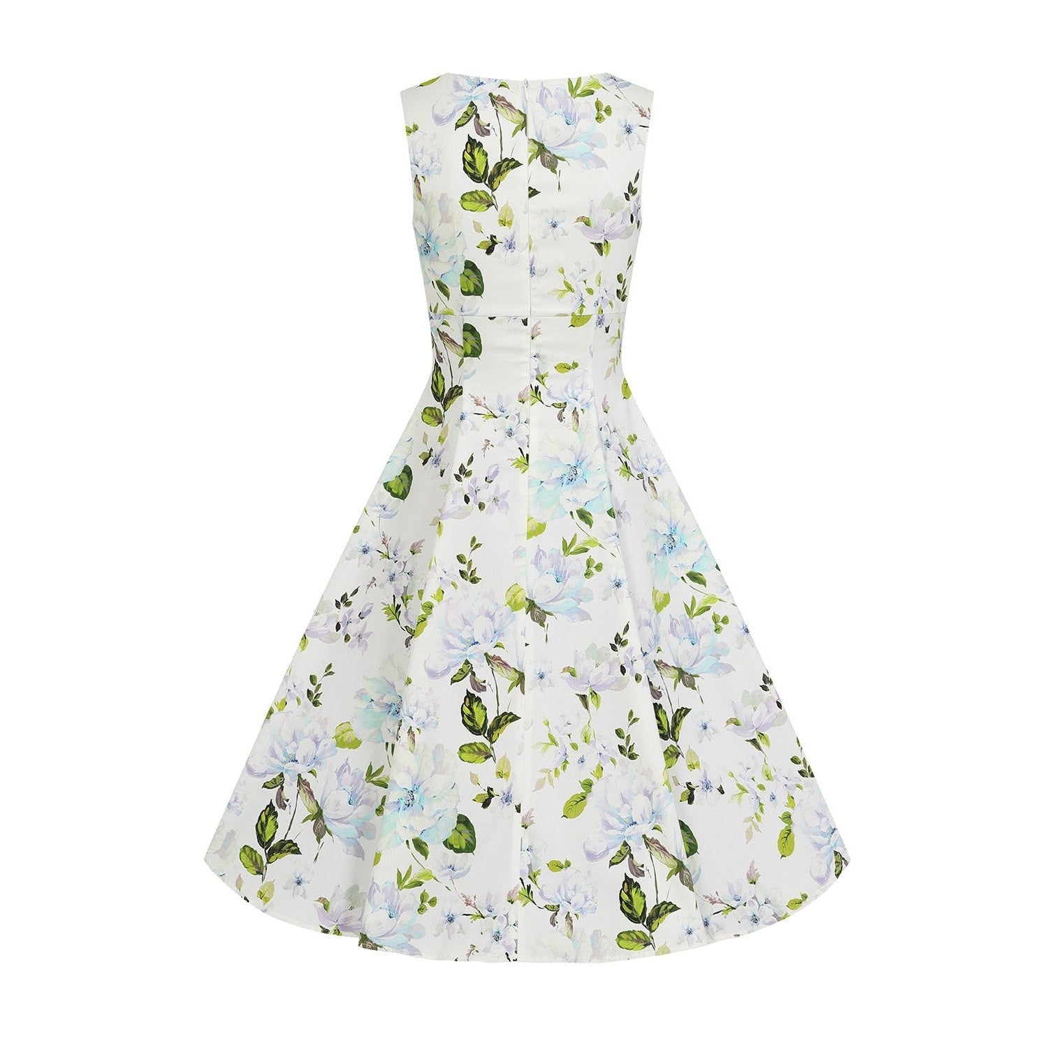 White Floral Audrey Rockabilly 50s Swing Dress