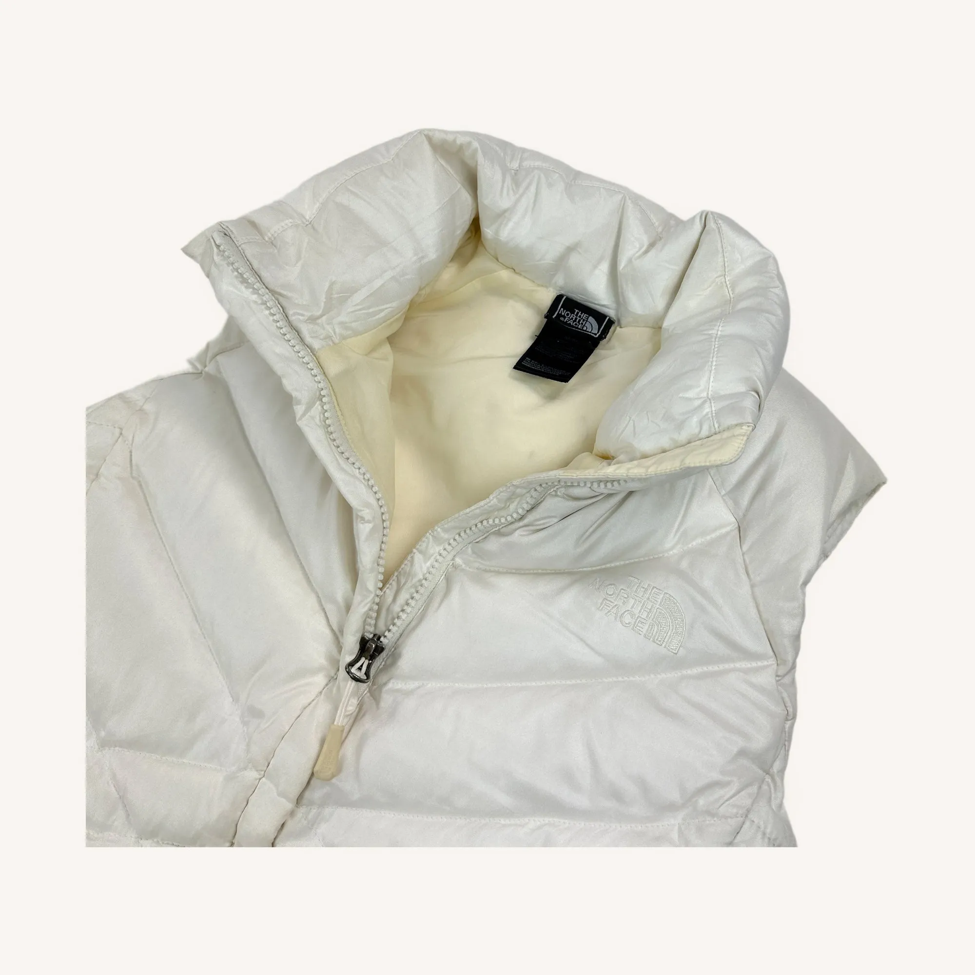 White The North Face Nuptse 550 Puffer Jacket Coat Gilet (M)