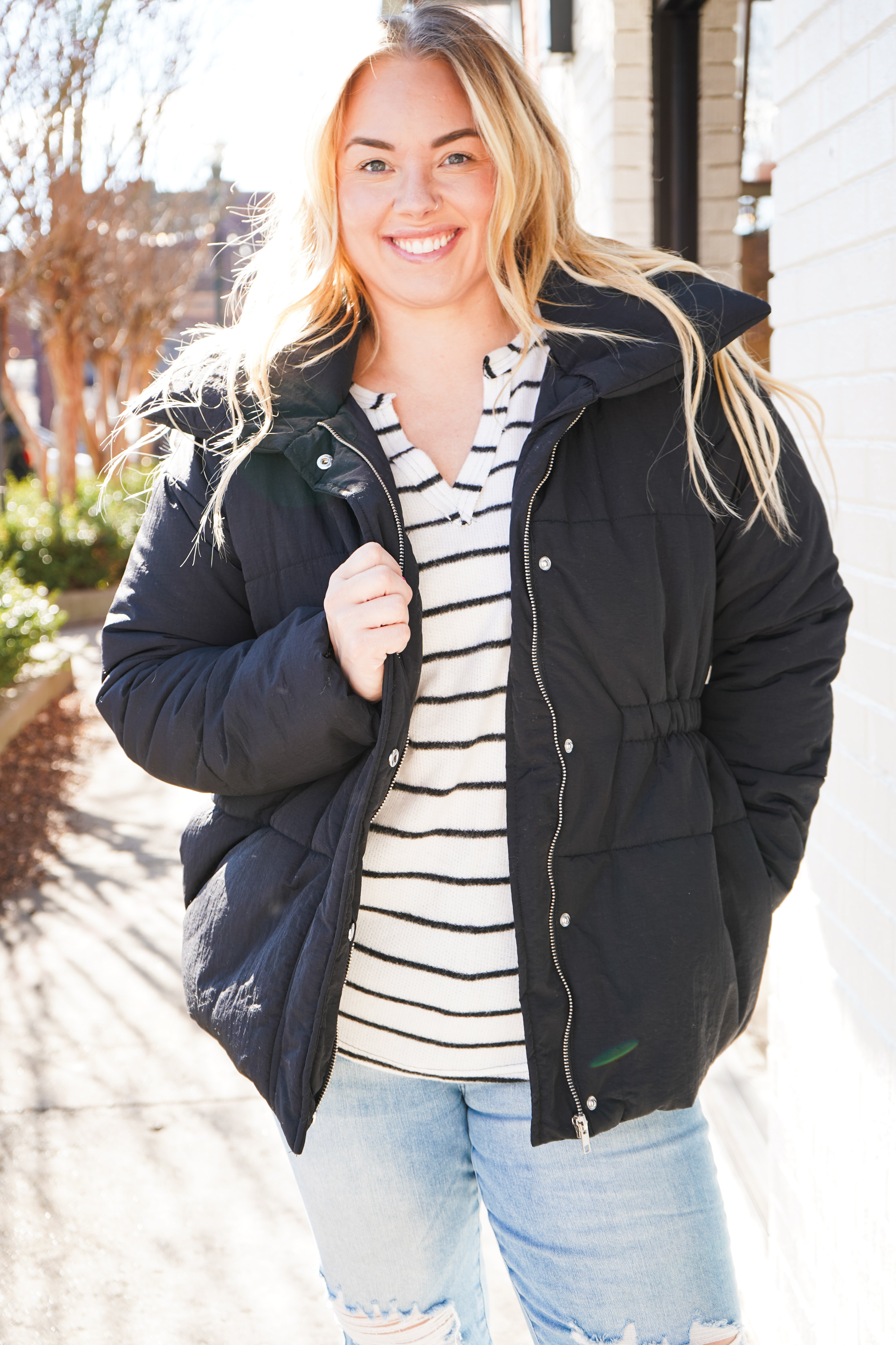 Winter Days Elastic Waist Puffer Jacket