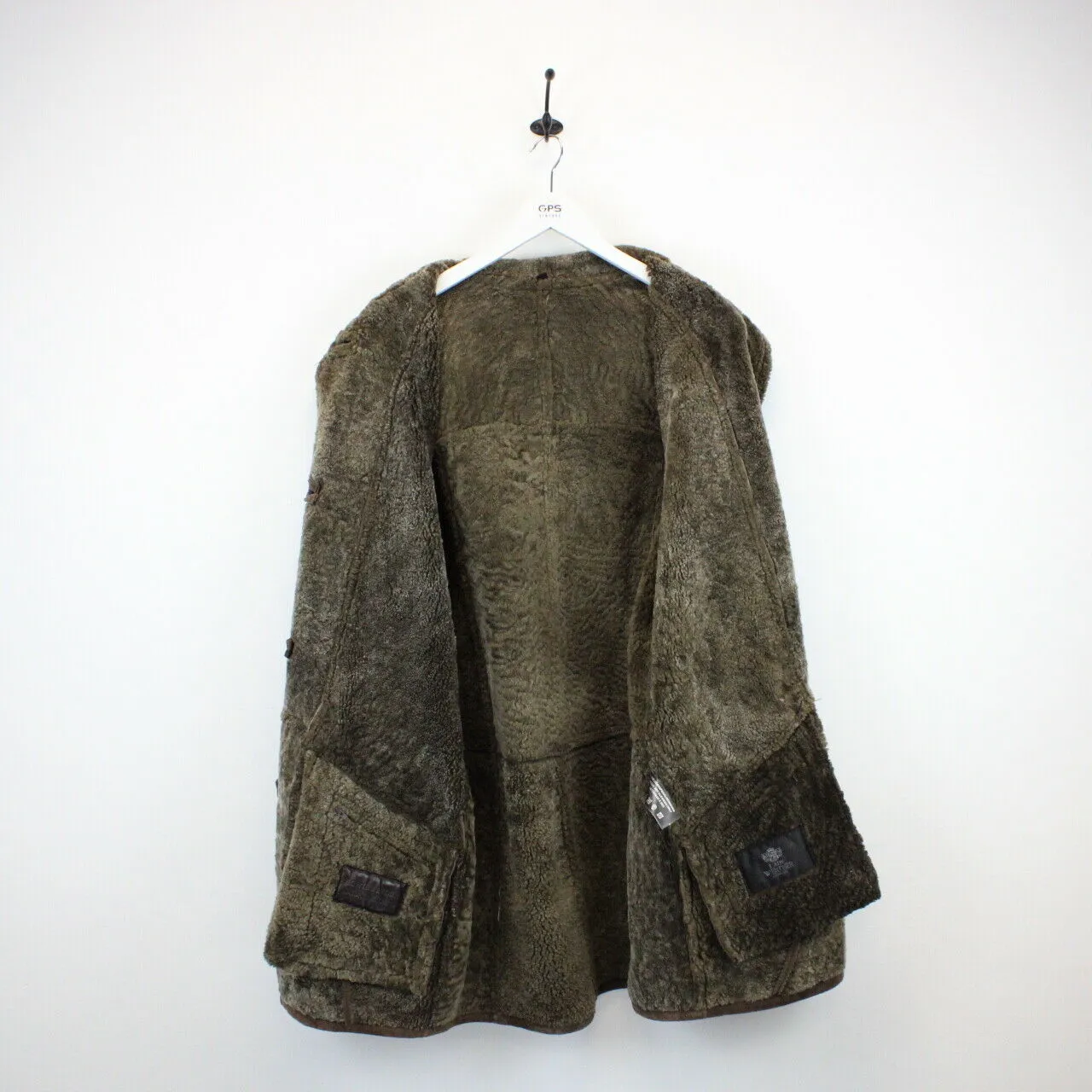 Womens 90s Shearling Coat Brown | Large