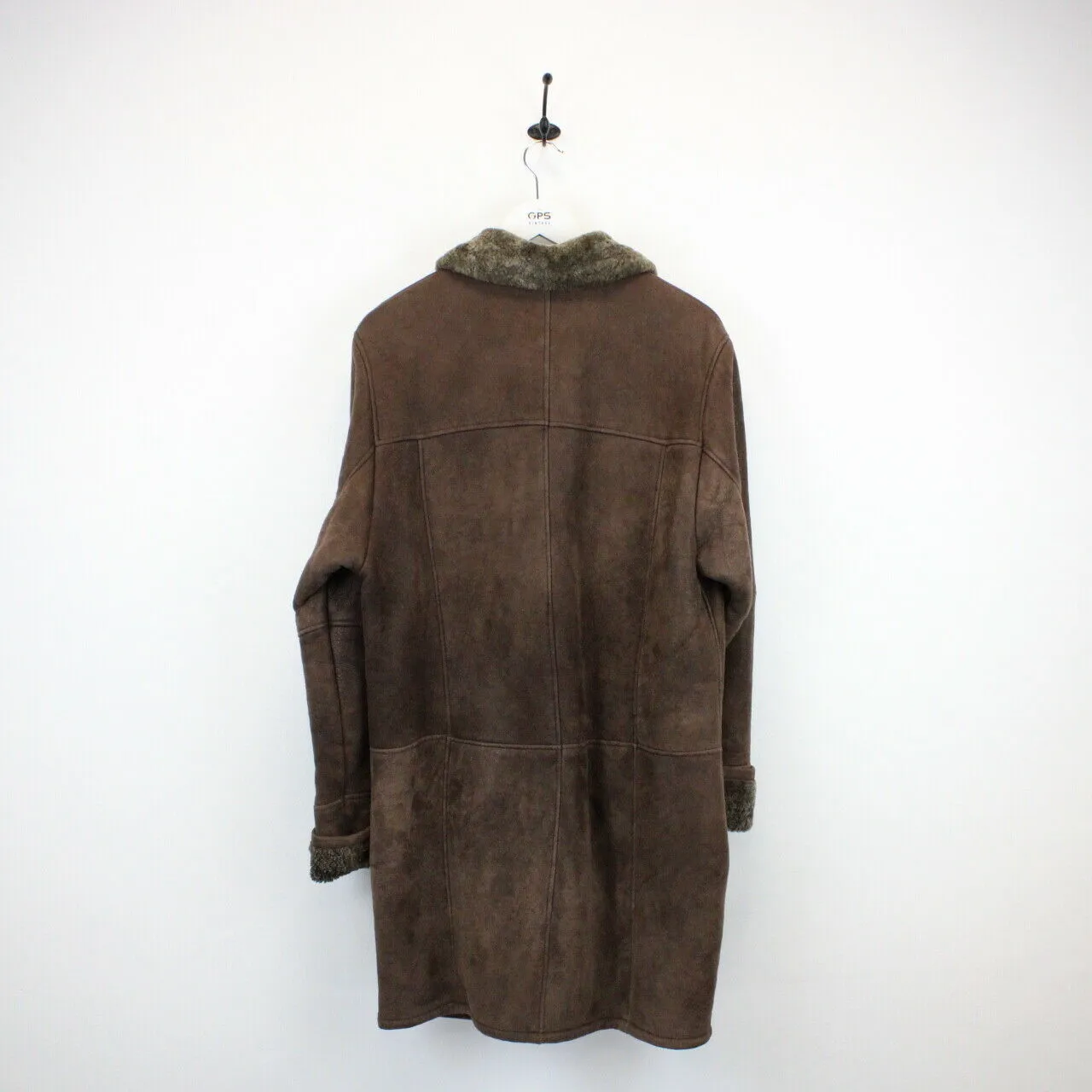 Womens 90s Shearling Coat Brown | Large