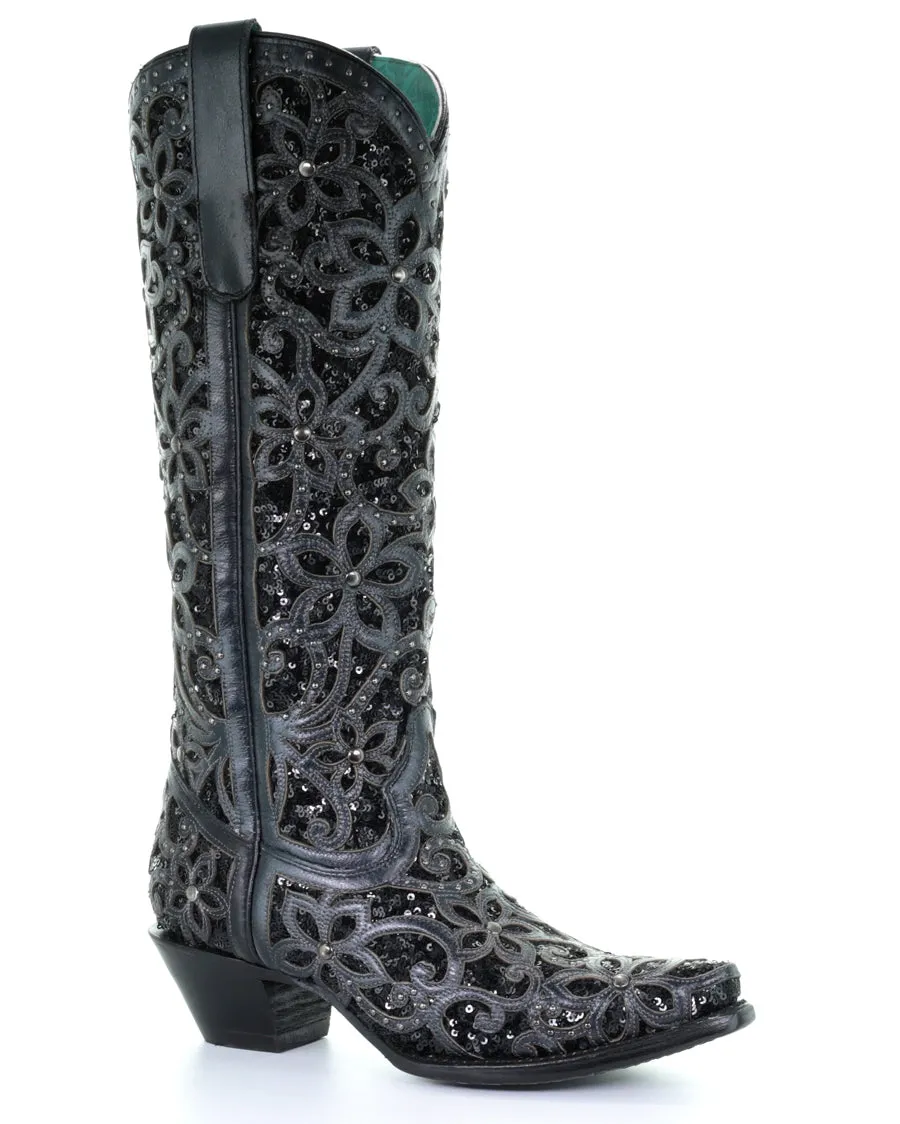 Women's Full Floral Inlay Boots