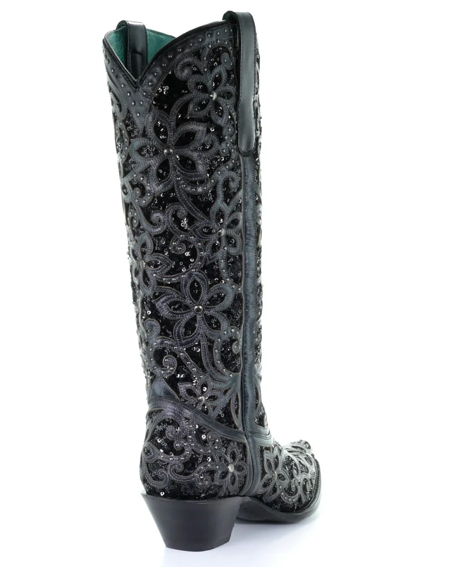 Women's Full Floral Inlay Boots