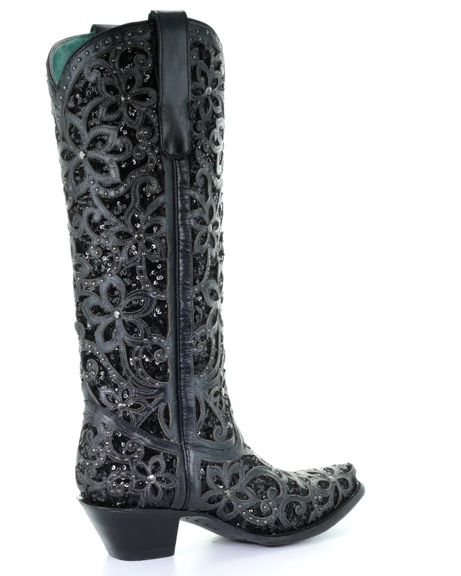 Women's Full Floral Inlay Boots