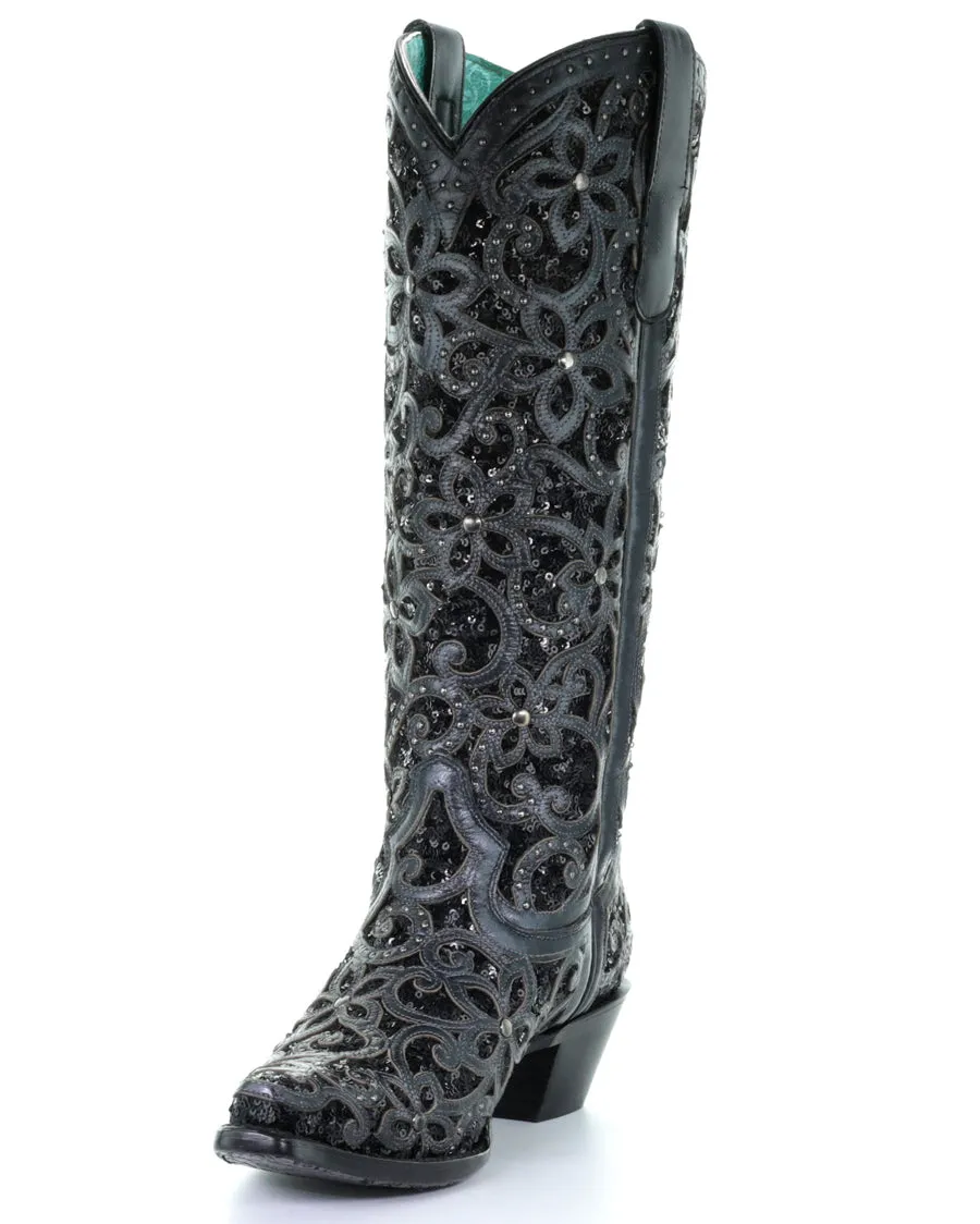 Women's Full Floral Inlay Boots