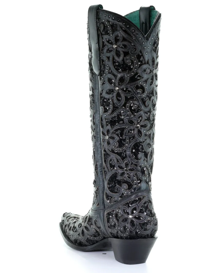 Women's Full Floral Inlay Boots