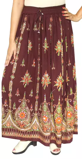 Womens Indian Long Skirts Sequins India Clothing (Brown)