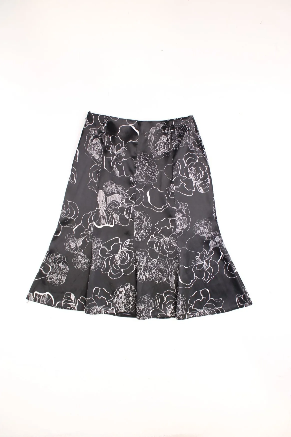 Y2K Floral Print Black Midi Skirt