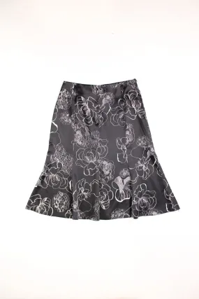 Y2K Floral Print Black Midi Skirt