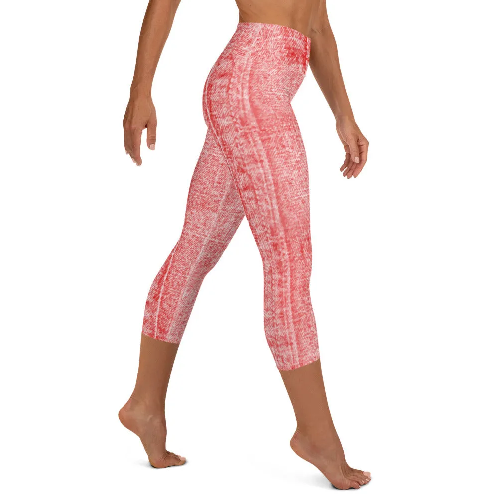 Yoga Capri Leggings Denim Red